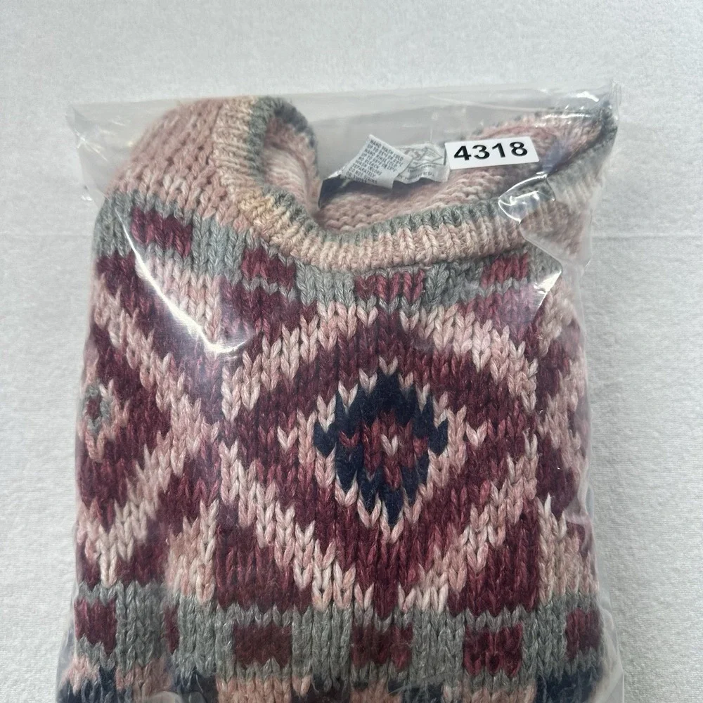 Nuggets Hand Knit‎ Sweater Women's Size M Multicolor Vintage Shoulder Pads
